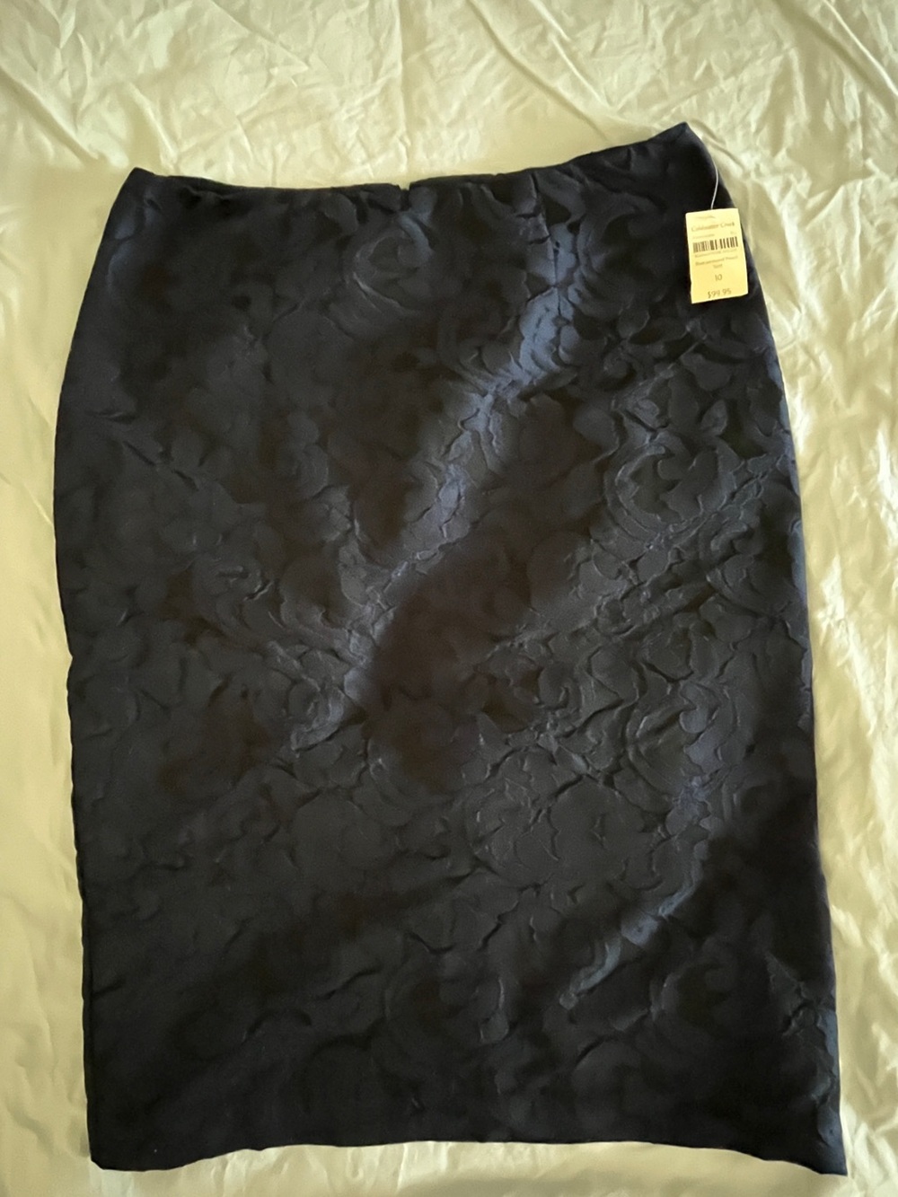 Coldwater Creek Navy blue Jacquard Floral Pencil Skirt size 10